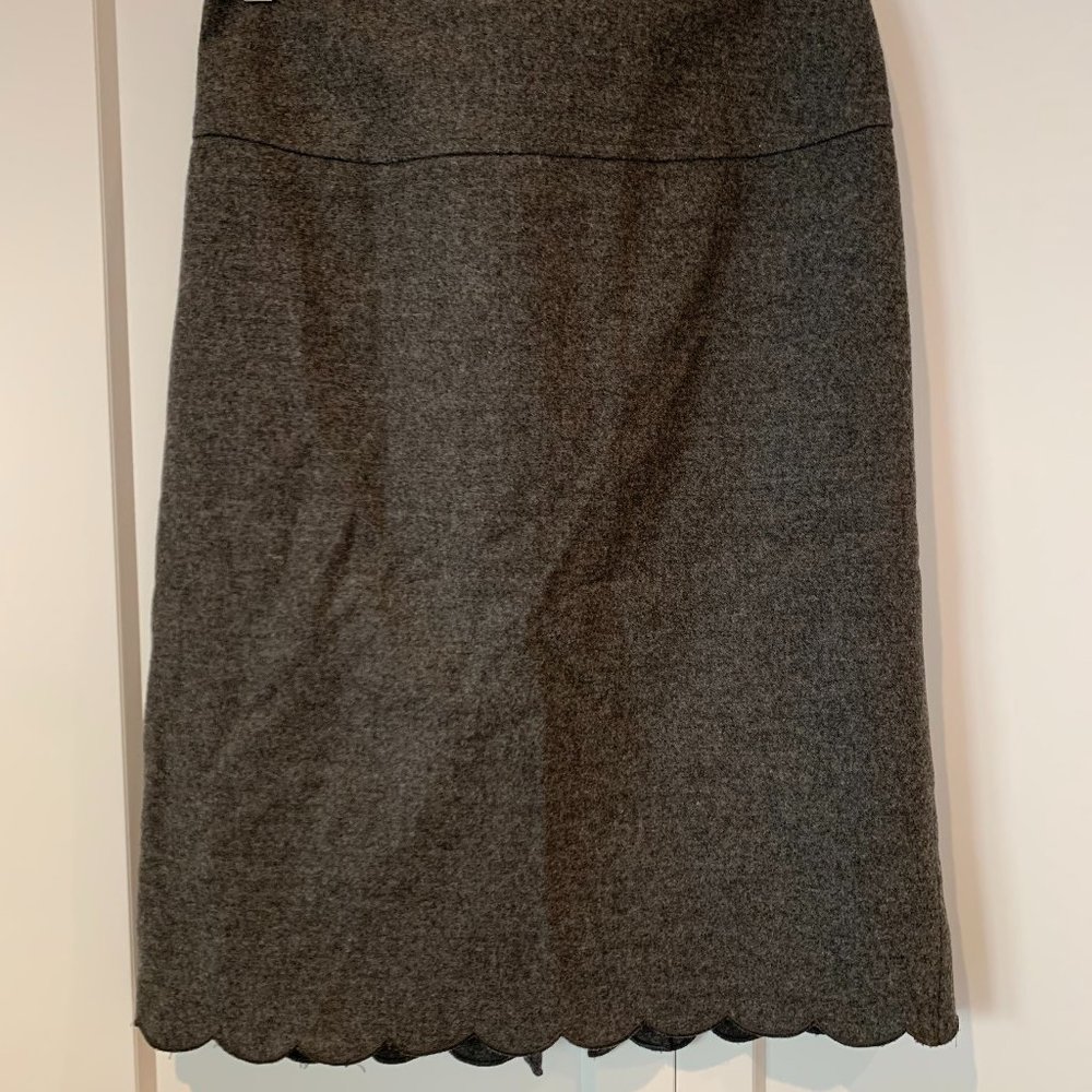 DKNY Wool Pencil Skirt with scalloped detail on hem